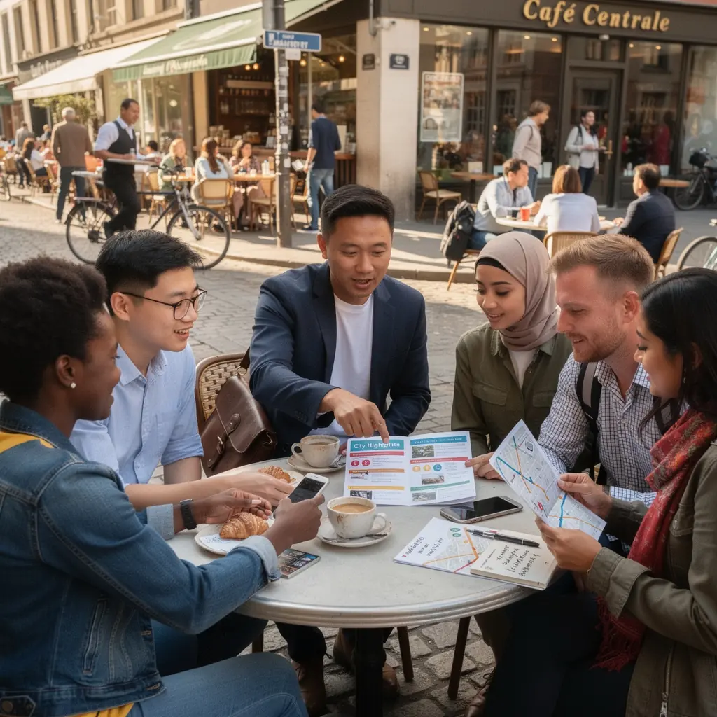 Zdjęcie grupy przyjaciół cieszących się wspólną podróżą na plaży